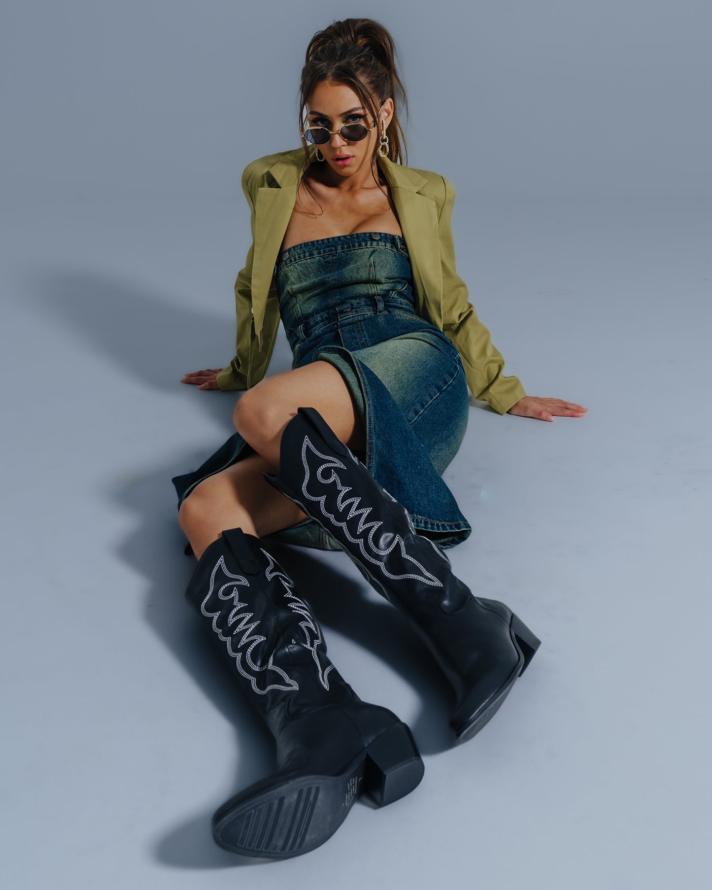 BRITTANY Knee High Western Boots